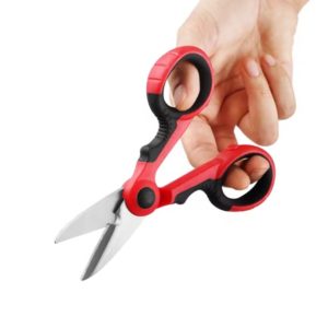 Tesoura De Aço P/ Corte Fios Cabo Eletricista Cabista - Vermelho e Preto