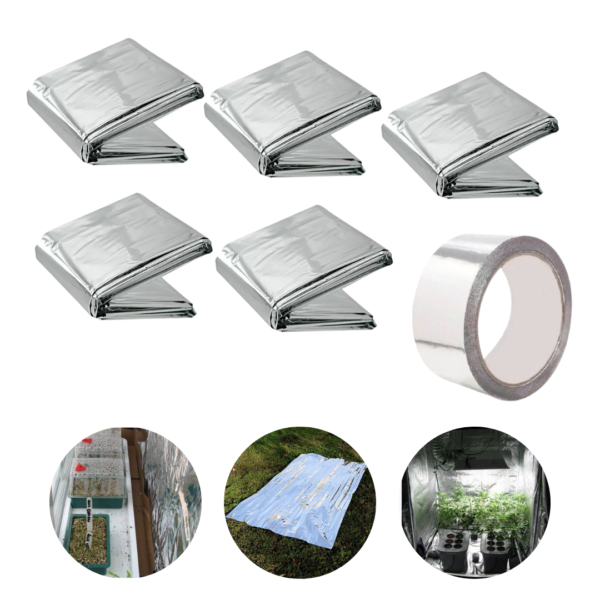 Kit C/5 Isolante Reflexivo Grow Mylar C/ Fita 2,10x1,40m Led