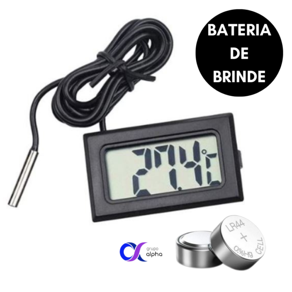 Termômetro Digital Lcd Aquário Freezer Chocadeira Estufa Sonda