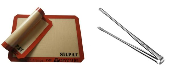Kit Tapete Silicone Silpat + Pinça 30cm Inox Airfryer Forno